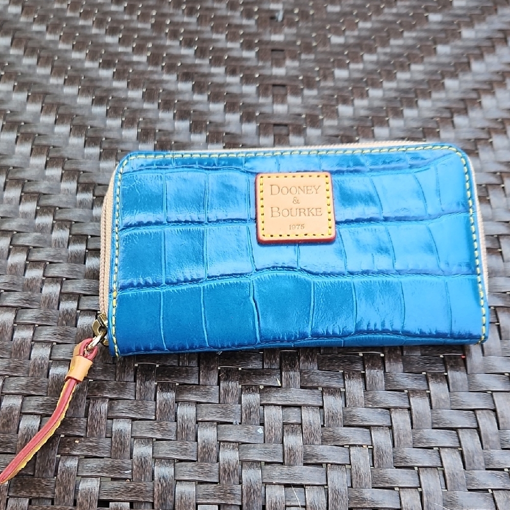 Dooney & Bourke Blue Croc-Embossed Wallet
